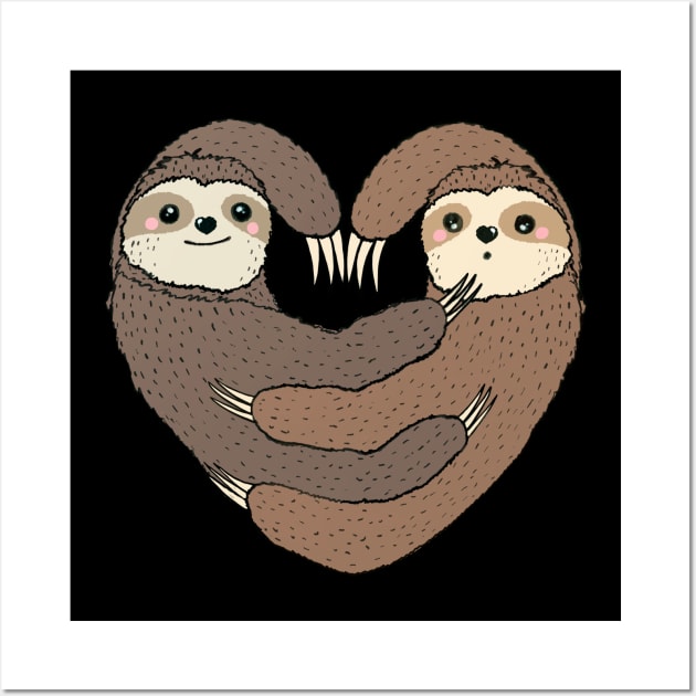 Sloth lover heart and hug Wall Art by Collagedream